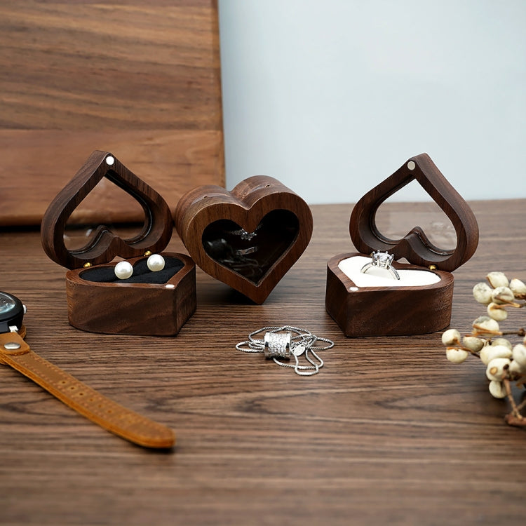 Wooden Heart Shape Ring Box Jewelry Storage Wedding Engagement Gift Box RB529-C2