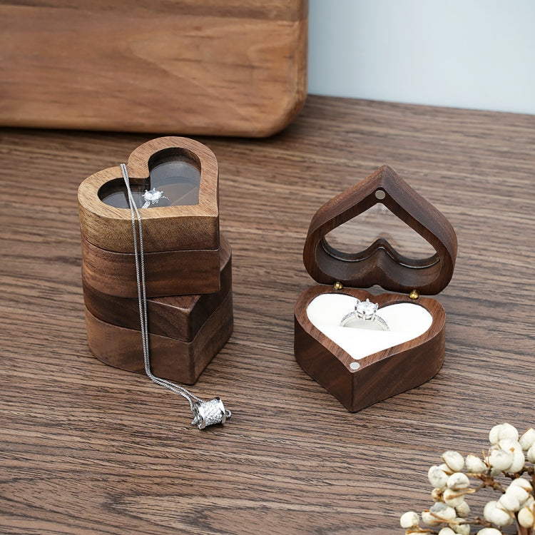 Wooden Heart Shape Ring Box Jewelry Storage Wedding Engagement Gift Box RB529-C2
