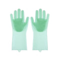 Silicone Dishwashing Gloves Kitchen Cleaning Gloves Waterproof Scrubber Mitts Green