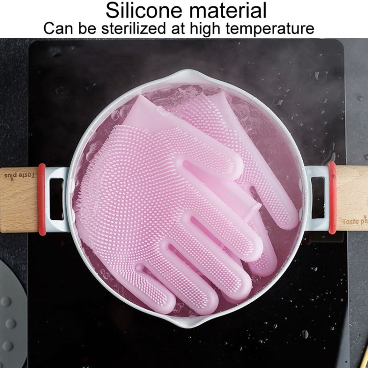 Silicone Dishwashing Gloves Kitchen Cleaning Gloves Waterproof Scrubber Mitts Green