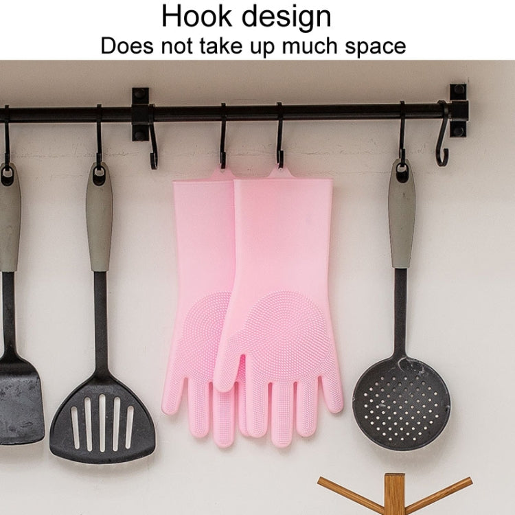 Silicone Dishwashing Gloves Kitchen Cleaning Gloves Waterproof Scrubber Mitts Green