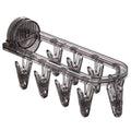 Suction Cup Clothes Rack Multi Clips Wall Mounted Indoor Outdoor Balcony Multifunctional Folding Clothes Hanger(Grey)