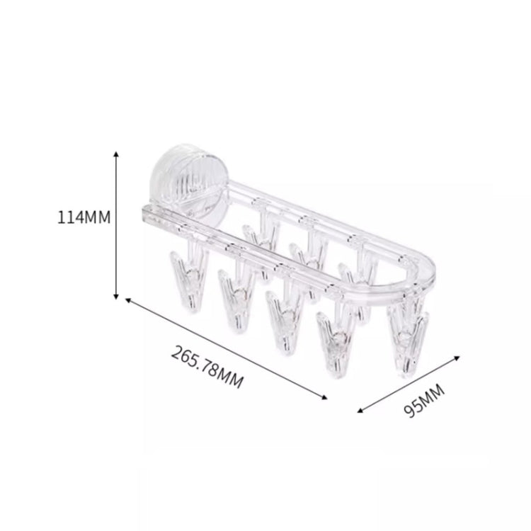 Suction Cup Clothes Rack Multi Clips Wall Mounted Indoor Outdoor Balcony Multifunctional Folding Clothes Hanger(Grey)