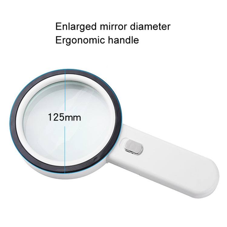 30X Magnifier With Violet Light Students Elderly Reading Maintenance Magnifying Glass, 125mm 13 Lights