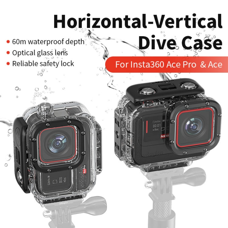 aMagisn Horizontal- und Vertikal-Tauchgehäuse, 60m wasserdichtes Zubehör, für Insta360 Ace