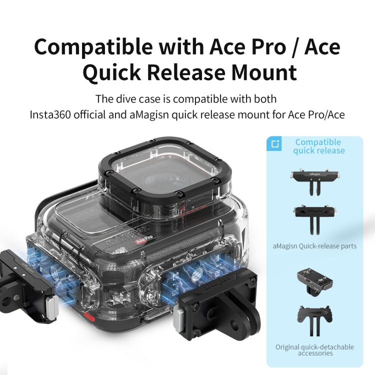 aMagisn Horizontal- und Vertikal-Tauchgehäuse, 60m wasserdichtes Zubehör, für Insta360 Ace