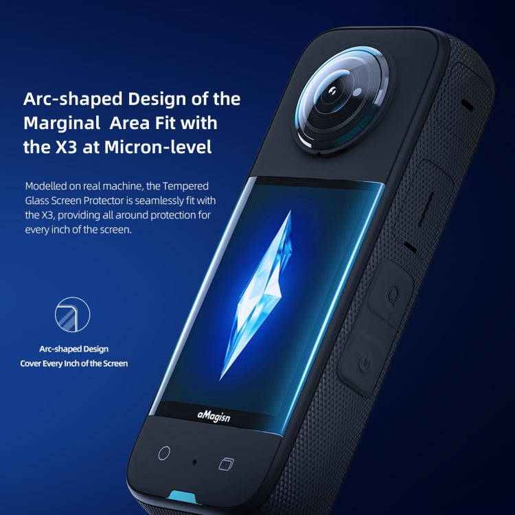 aMagisn Hartglas-Displayschutzfolie für Insta360 X3 Sportkamera-Zubehör, 2er-Set