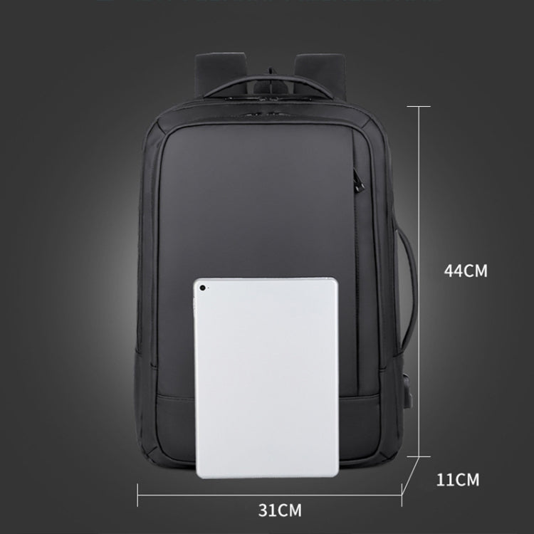 Erweiterbarer, wasserdichter Business-Laptop-Rucksack mit USB-Anschluss