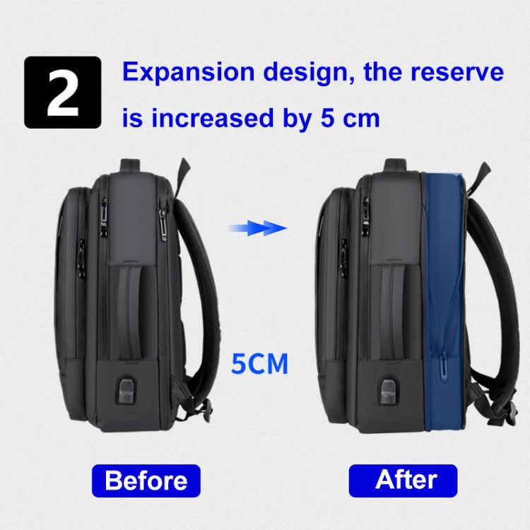 Erweiterbarer, wasserdichter Business-Laptop-Rucksack mit USB-Anschluss
