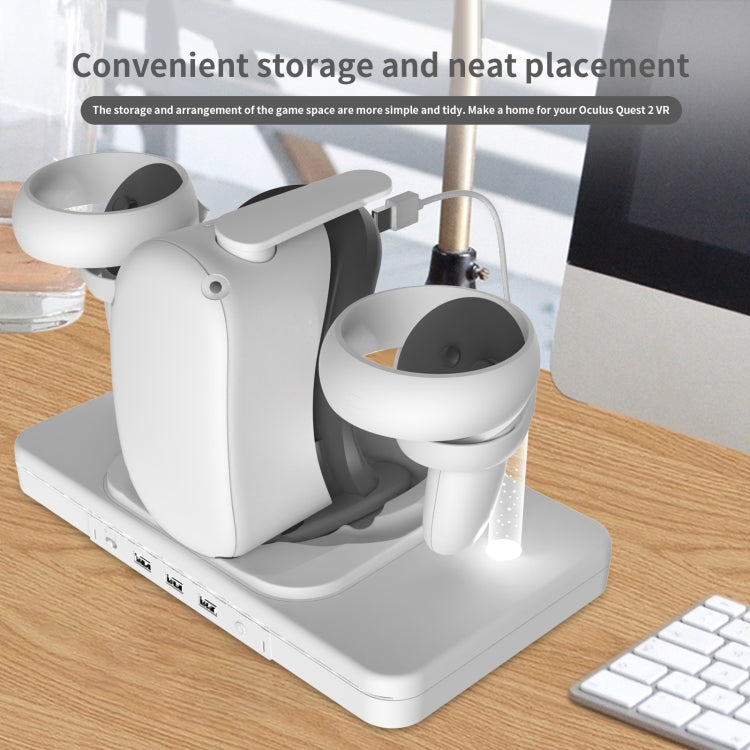 Für Meta Quest 2 Desktop-Halterung VR-Brille kabelloses Ladegerät bunte leuchtende Basis (Weiß)