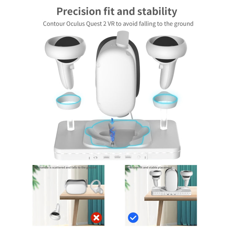 Für Meta Quest 2 Desktop-Halterung VR-Brille kabelloses Ladegerät bunte leuchtende Basis (Weiß)