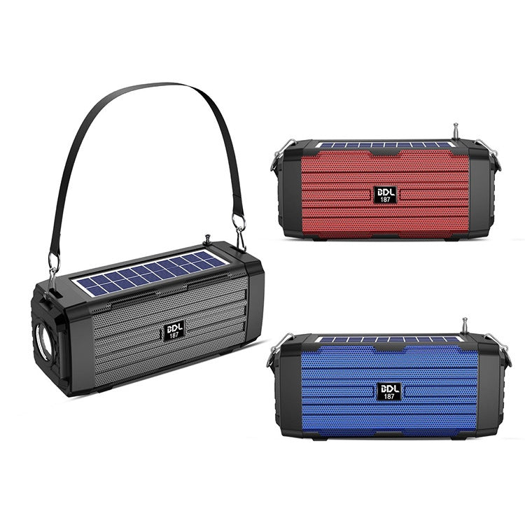 BDL-187 LED Light Solar Wireless Bluetooth Speaker Portable Outdoor Camping FM Radio
