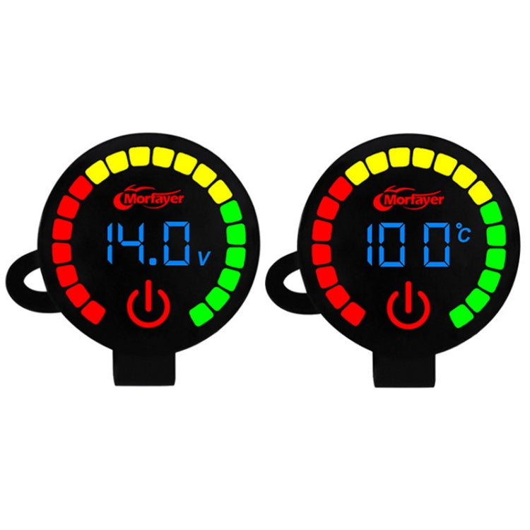 Morfayer Motorcycle Dual Display Intelligent Alarm Power Meter, Voltmeter, Water Temperature Meter, Voltmeter+Water Temperature Meter