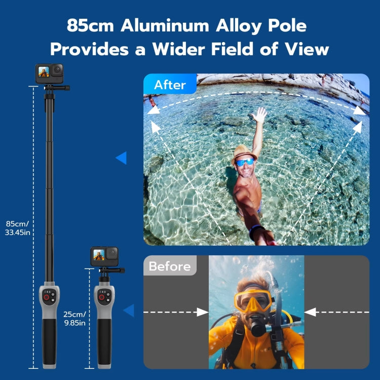 Underwater Selfie Stick Wireless Remote Control For GoPro HERO12 Black / HERO11 Black / HERO10 Black / HERO9 Black / HERO8 Black, Selfie Stick