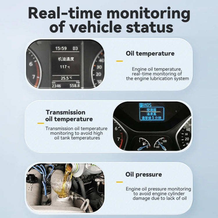 Head-up Display OBD Multi-function Vehicle Instrument Oil Temperature Gearbox Monitoring Screen
