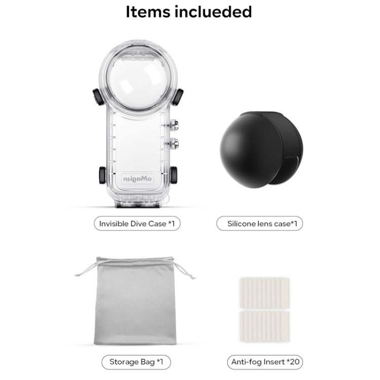 Für Insta360 X4 aMagisn 50m Tiefe Wasserdichtes Schutzgehäuse Schnellverschluss Unsichtbares Tauchgehäuse, Wasserdichtes Gehäuse