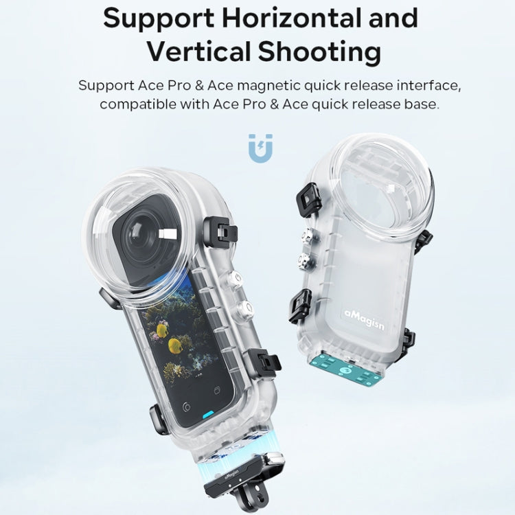 Für Insta360 X4 aMagisn 50m Tiefe Wasserdichtes Schutzgehäuse Schnellverschluss Unsichtbares Tauchgehäuse, Wasserdichtes Gehäuse