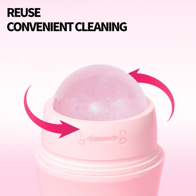 Natural Rose Quartz Face Oil Absorbing Roller Volcanic Stone Facial Skin Repair Cleansing Massager