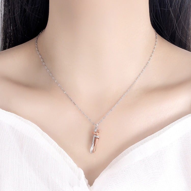 Geometric Couple Embrace Pendant Necklace White Gold Jewelry Gift for Lovers