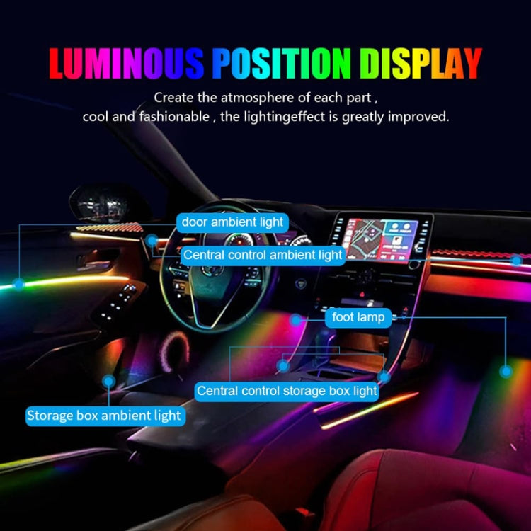 Car Hidden Acrylic LED Colorful Decorative Atmosphere Light Strip, 6 in 1, 10 in 1, 14 in 1, 18 in 1, 22 in 1
