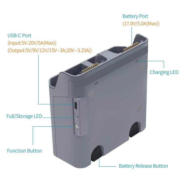 Für DJI Air 3S / Air 3 YX Zwei-Wege-Ladegerät Batteriemanager, Zwei-Wege-Ladegerät