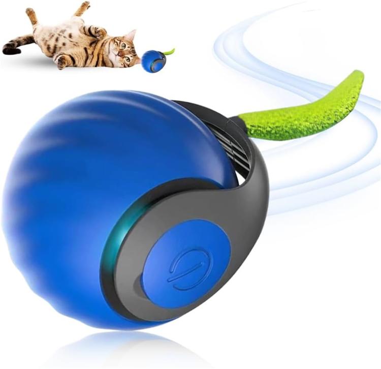 Smart Self Rolling Ball Interactive Cat Toys USB Rechargeable Cat Ball Two Speed Adjustment, TUTU Orange, TUTU Blue