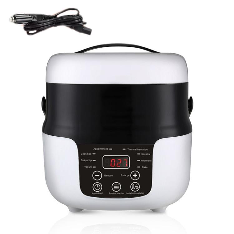 12V-24V 2L Car-Mounted Push-Button Rice Cooker, English, English + Battery Cable, Russian, Russian + Battery Cable