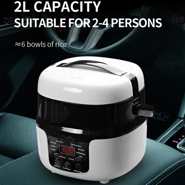 12V-24V 2L Car-Mounted Push-Button Rice Cooker, English, English + Battery Cable, Russian, Russian + Battery Cable