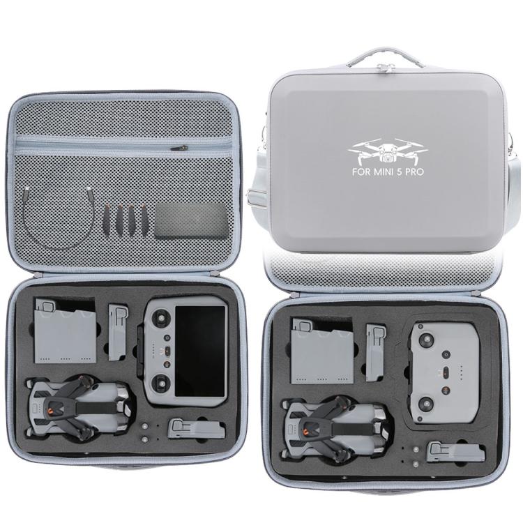For DJI Mini 5 Pro Fly More All-in-one PU Organizer Bag Portable Travel Shoulder Bag