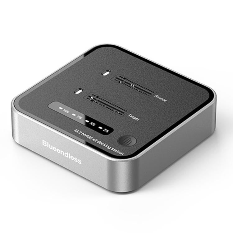Blueendless SD08 Dual-Bay NVMe SSD Gehäuse M.2 Offline-Klonfunktion 20Gbps High-Speed Solid-State-Drive-Hülle, US-Stecker, EU-Stecker, UK-Stecker