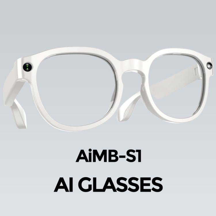 AIMB-S1 Smart Glasses unterstützen 2MP Kamera, 1080P Videoaufzeichnung, Audioaufzeichnung & KI-Übersetzung