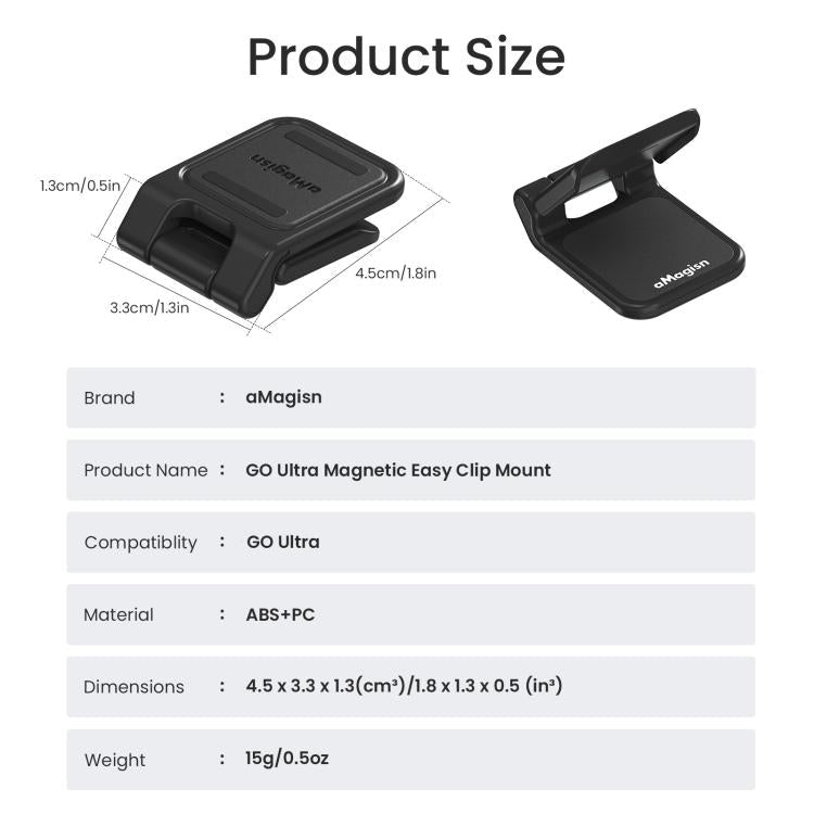 Für Insta360 GO Ultra Magnetic Easy Clip AMagisn Halterung 180-Grad verstellbarer Winkel für flexible POV-Aufnahmen