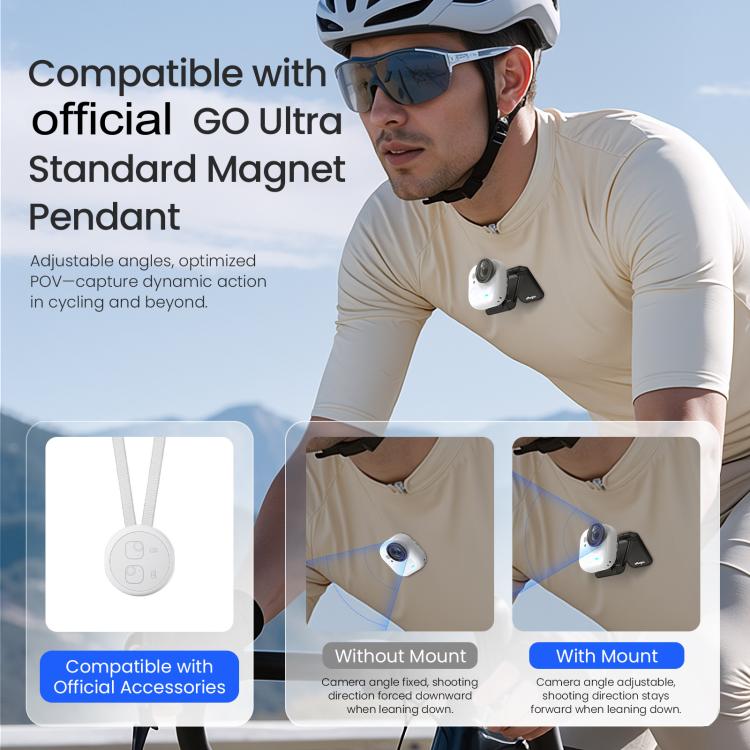 Für Insta360 GO Ultra Magnetic Easy Clip AMagisn Halterung 180-Grad verstellbarer Winkel für flexible POV-Aufnahmen