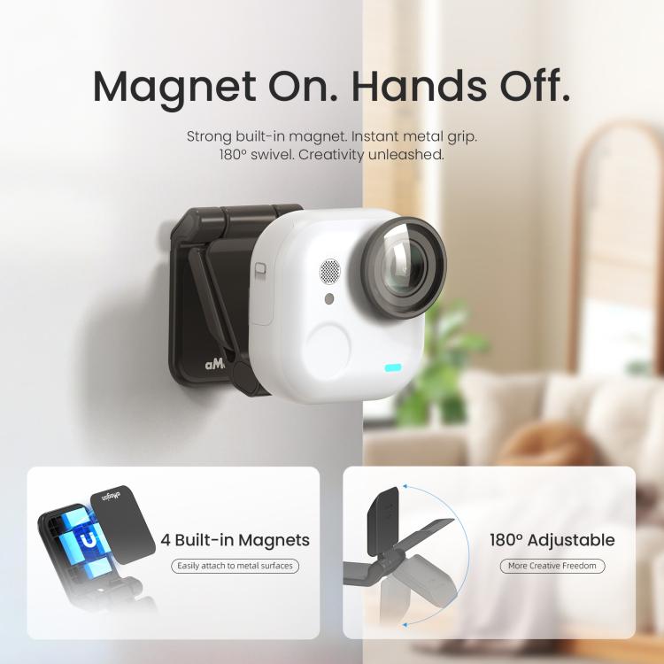 Für Insta360 GO Ultra Magnetic Easy Clip AMagisn Halterung 180-Grad verstellbarer Winkel für flexible POV-Aufnahmen
