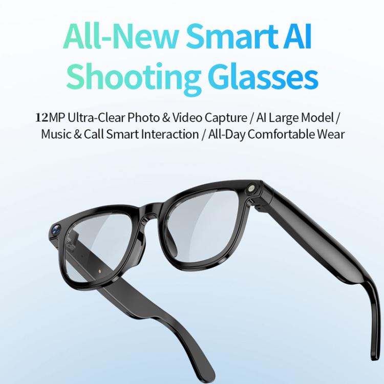 JS01 Pro Smart Glasses unterstützen 12MP Kamera, KI-Übersetzung, Personenerkennung, Video- und Audioaufnahme, transparente Blaulichtfiltergläser, Gläser mit blauem Verlauf, Gläser mit rotem Verlauf