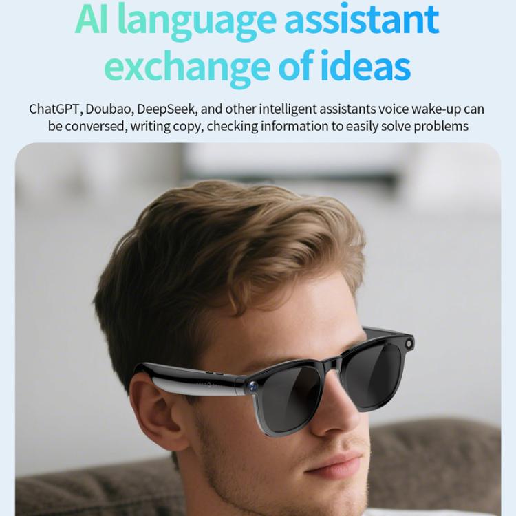 JS01 Pro Smart Glasses unterstützen 12MP Kamera, KI-Übersetzung, Personenerkennung, Video- und Audioaufnahme, transparente Blaulichtfiltergläser, Gläser mit blauem Verlauf, Gläser mit rotem Verlauf