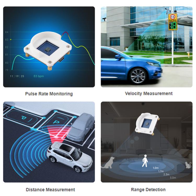 WAVESHARE 60GHz Millimeterwellen-Mikrobewegungs-Erfassungsradarmodul, ohne Basis, mit Basis
