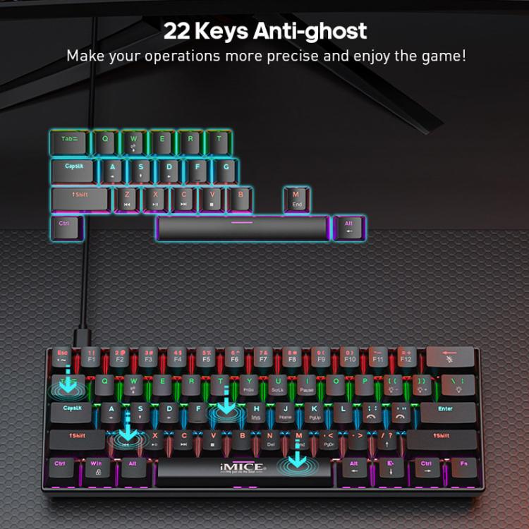 iMICE MK-X30 RGB-Beleuchtung anpassbares 1,5 m kabelgebundenes mechanisches Gaming-Tastatur-Maus-Set