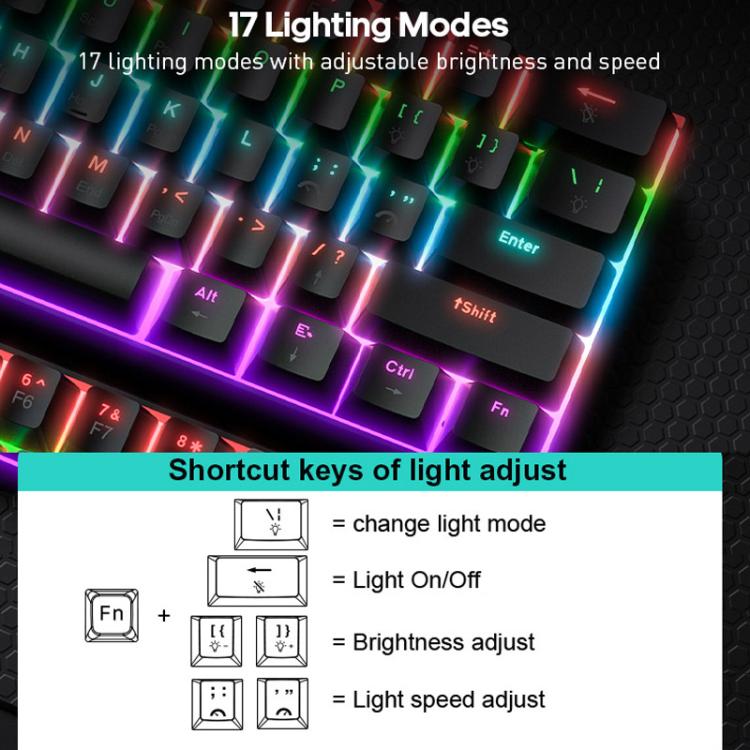 iMICE MK-X30 RGB-Beleuchtung anpassbares 1,5 m kabelgebundenes mechanisches Gaming-Tastatur-Maus-Set