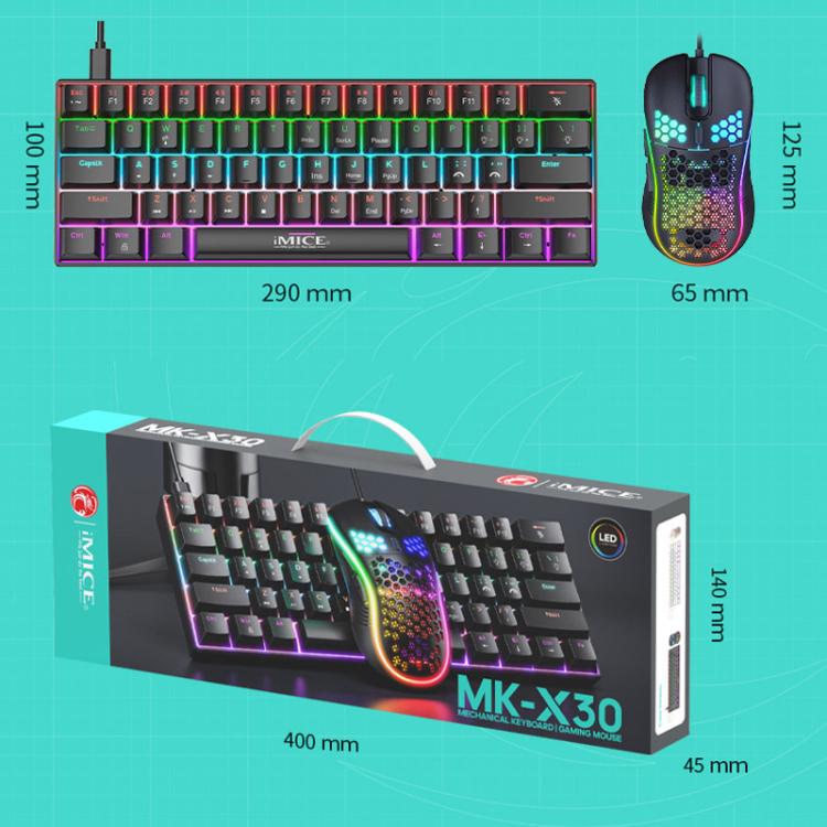 iMICE MK-X30 RGB-Beleuchtung anpassbares 1,5 m kabelgebundenes mechanisches Gaming-Tastatur-Maus-Set