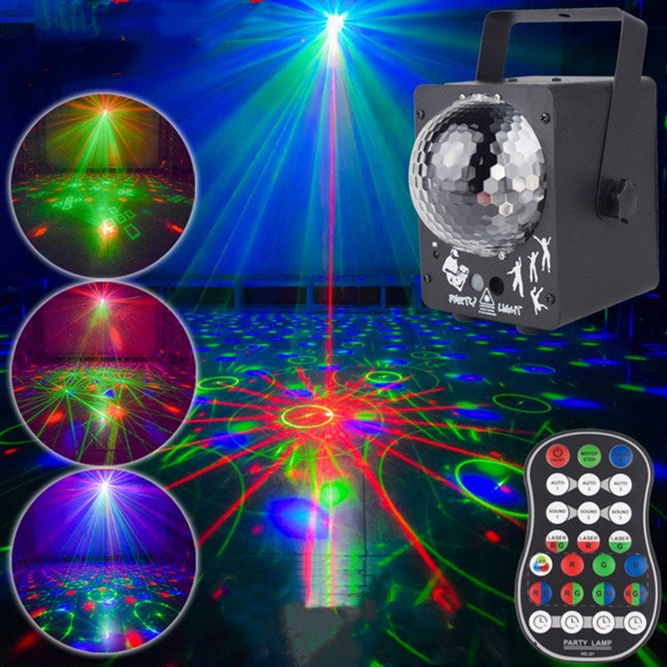 18W 60 Kinds of Pattern Crystal Magic Ball Laser Lights Household LED Colorful Starry Sky Projection Lights Voice-activated Stage Lights, US Plug, UK  Plug, AU Plug, EU Plug