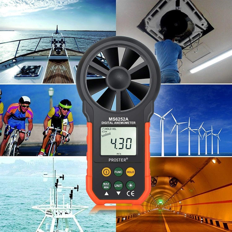 PEAKMETER High-precision Digital Display Wind Speed Air Volume Measuring Instrument, MS6252A Wind Speed, Air Volume, MS6252B Temperature, Humidity, USB