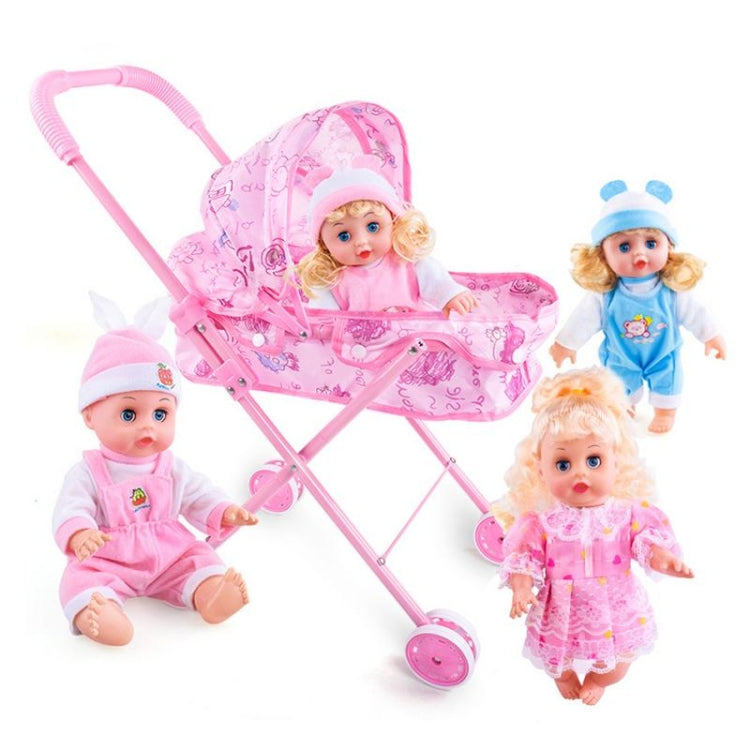 Children Doll House Toys Folded Canopy Iron Stroller, Iron Stroller