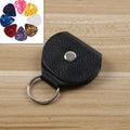 10 PCS Genuine Leather Guitar Pick Storage Bag with Key Ring, Black, Brown