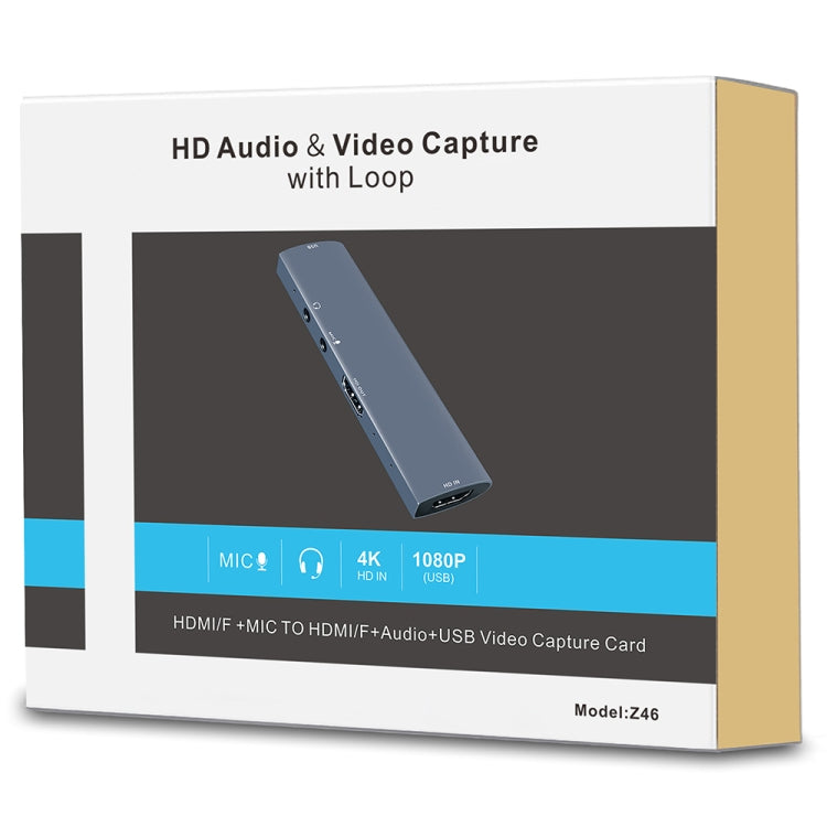 Z46 HDMI + Mic + Audio + USB Video Capture Card with Loop, Z46