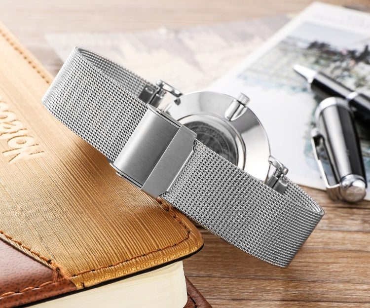 CAGARNY 6812 Round Dial Alloy Silver Case Fashion Couple Watch Men & Women Lover Quartz Watches with Stainless Steel Band