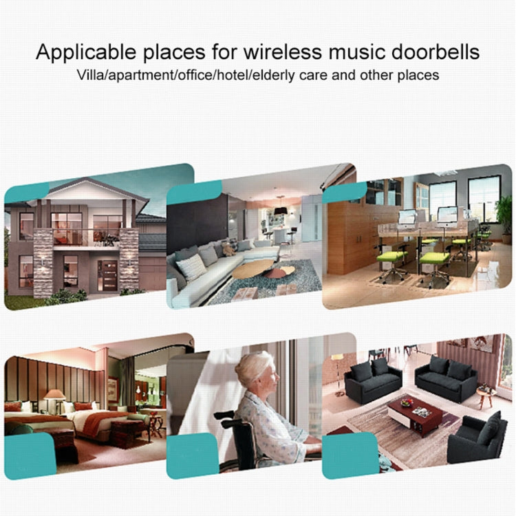 VOYE V025A Kabellose Türklingel für Zuhause mit 38 polyphonen Klängen, US-Stecker, V025A