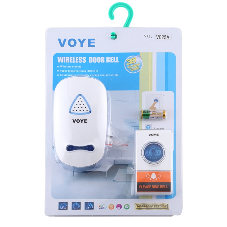 VOYE V025A Kabellose Türklingel für Zuhause mit 38 polyphonen Klängen, US-Stecker, V025A