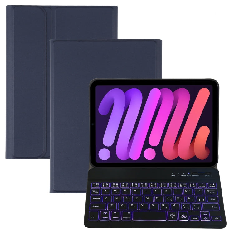 A06S Abnehmbare Lammleder-Textur Ultradünne TPU-Hintergrundbeleuchtung Bluetooth-Tastatur Leder-Tablet-Hülle mit Ständer für iPad mini 6 / mini 7, A06S
