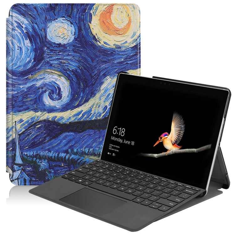 Retro Tower Pattern Colored Painted Horizontal Flip PU Leather Case for Microsoft Surface Go 10 inch, with Holder & Pen Slot, For Microsoft Surface Go 10 inch